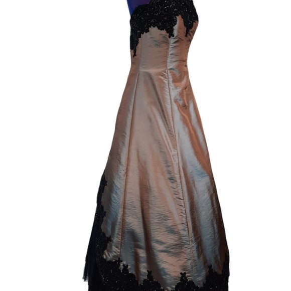 Jovani Prom Formal Gown Iridescent Sequin Embroidered w Faux French Bustle Sz 2 - Picture 7 of 16